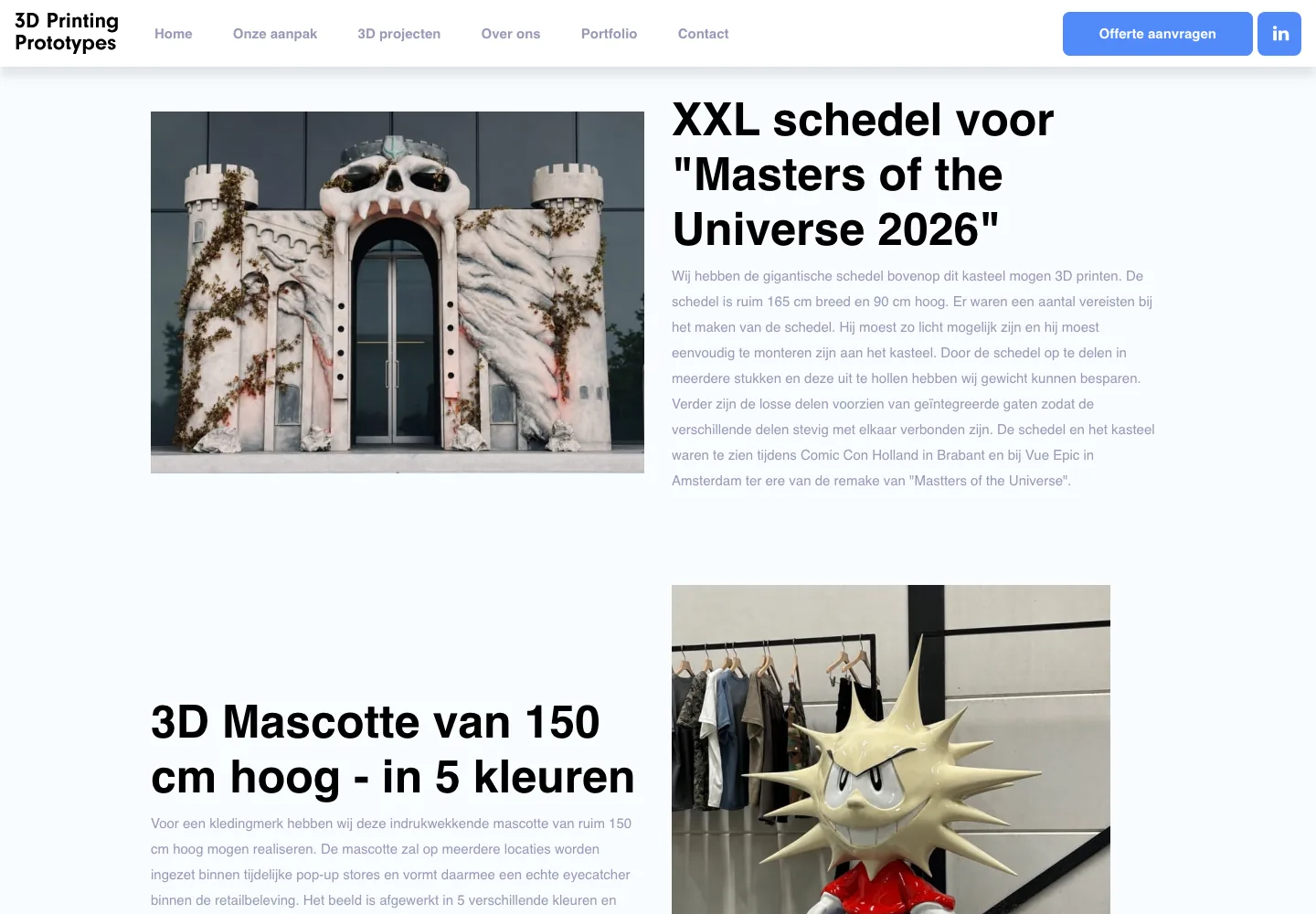 Portfolio: XXL-schedel en een mascotte van 150 cm in vijf kleuren